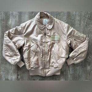 Military Jacket Mens L Beige Flyers Cold Weather 45P Flight Bomber Ashland